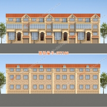 三层四联排农村自建房独栋小别墅农村带车库带露台别墅设计兄弟别墅设计图